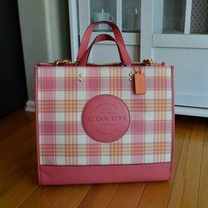 Coach Pink Plaid Tote Bag